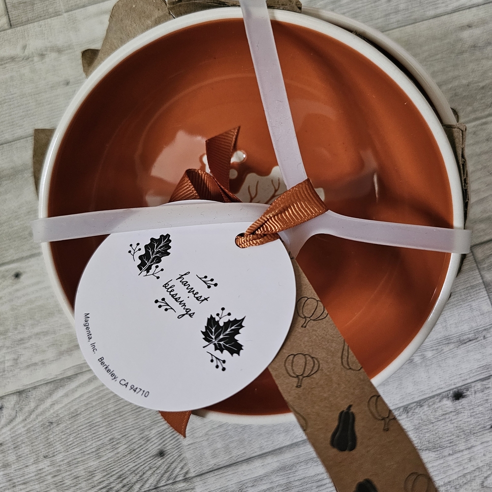 Rae Dunn Autumn Leaf Bowls - Orange and White 3 Piece Set-New! - Picture 6 of 6
